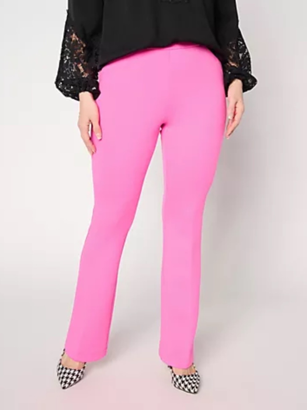 Mally Roncal Regular Techno Scuba Full Length Bootcut Pants, Pink Sz M a711450